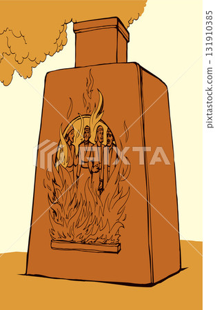 Vector drawing. Young men in the oven Vector drawing. Young men in the oven 131910385