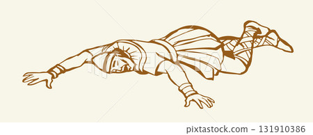 Vector drawing. The falling soldier Vector drawing. The falling soldier 131910386