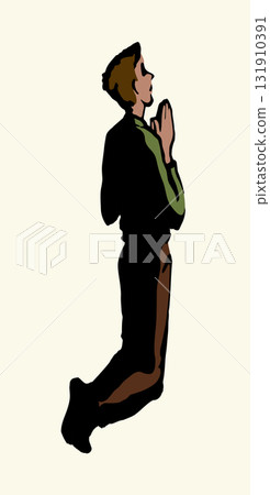 Vector drawing. Adult praying man Vector drawing. Adult praying man 131910391