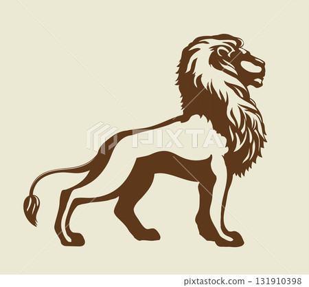 Vector drawing. Lion look for prey 131910398