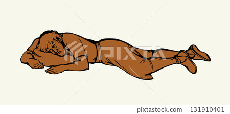 Vector drawing. Ancient sleeping man 131910401