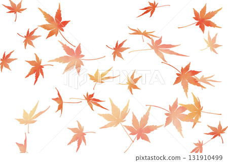 Watercolor-style autumn leaves falling on a transparent background | Autumn, fallen leaves, maple, Japanese style, vector Watercolor-style autumn leaves falling on a transparent background | Autumn, fallen leaves, maple, Japanese style, vector 131910499