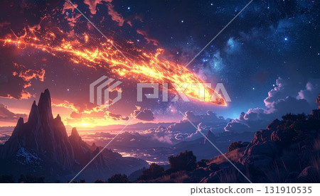 A fantastic sight of a giant meteor streaking through the night sky 3 131910535