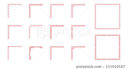 Chinese Frame Border Line Lunar. Asian Red Vintage Ornament Frame. Editable Stroke. Isolated Vector Illustration 131910587