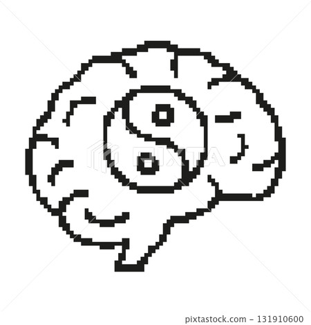Brain With Yin Yang Icon. Balance And Harmony In Mental Health Symbol. Mindfulness And Inner Peace Concept. Isolated Vector Illustration 131910600
