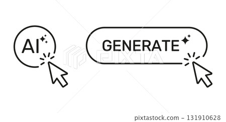 Artificial Intelligence Generate Button Cursor Click Line Icon Set. Digital Creativity Innovation Machine Learning User Interface Symbol Collection. Isolated Vector Illustration Artificial Intelligence Generate Button Cursor Click Line Icon Set. Digital Creativity Innovation Machine Learning User Interface Symbol Collection. Isolated Vector Illustration 131910628