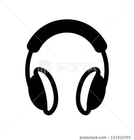 Simple black vector icon with a theme overhead headphones Simple black vector icon with a theme overhead headphones 131910705