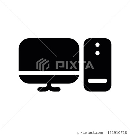 Simple black vector icon with a theme personal computer 131910718
