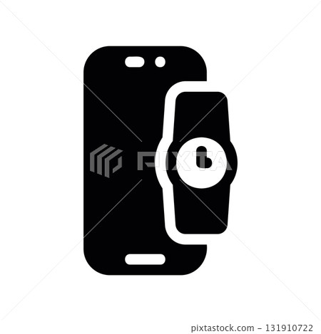 Simple black vector icon with a theme smartphone, smart watch, connectivity Simple black vector icon with a theme smartphone, smart watch, connectivity 131910722