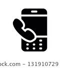 Simple black vector icon with a theme push button phone, phone call 131910729