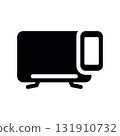Simple black vector icon with a theme TV, smartphone, connection 131910732