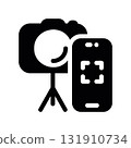 Simple black vector icon with a theme camera, smartphone photo 131910734