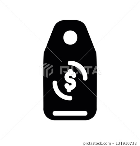 Simple black vector icon with a theme price tag 131910738