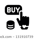 Simple black vector icon with a theme hand, button to buy 131910739