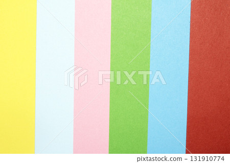 Simple Paper Card Primary Colour Lined Geometric Shapes in Multicolour Rainbow Calm Background 131910774