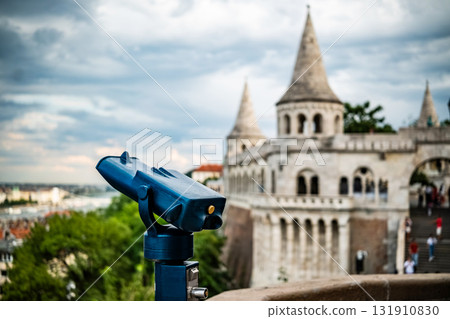 Amazing View Of Budapest And Fisherman's Bastion From The Observation Balcony With Coin-Operated Binoculars 131910830