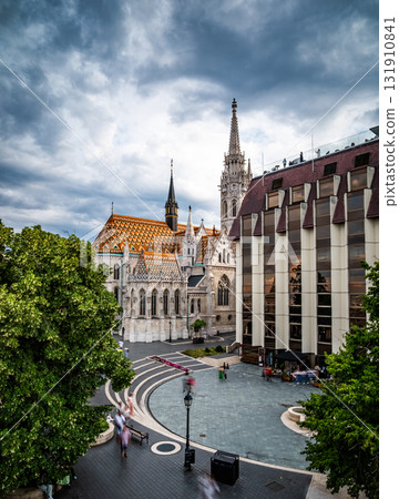 Historic Cityscape Featuring The Square By Fisherman's Bastion And Matthias Church In Budapest 131910841