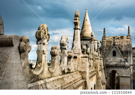 Ornate Architectural Details Of The Balcony At Fisherman's Bastion In Budapest Showcase Historic Architecture Ornate Architectural Details Of The Balcony At Fisherman's Bastion In Budapest Showcase Historic Architecture 131910844