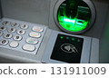 ATM Blinking A Green Light And Ready To Work With Your Card 131911009