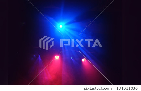 Concert Stage Lights At A Music Show In Red And Blue Colors Concert Stage Lights At A Music Show In Red And Blue Colors 131911036