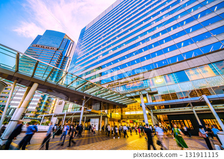 Tokyo cityscape in Japan, including Shinagawa Station and office buildings 131911115