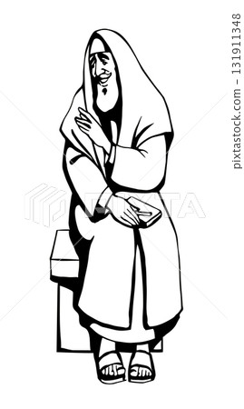 Vector drawing. Old jewish man Vector drawing. Old jewish man 131911348