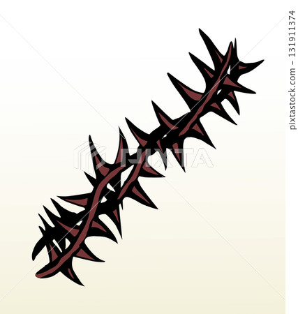 Vector drawing. Big thorn branch Vector drawing. Big thorn branch 131911374