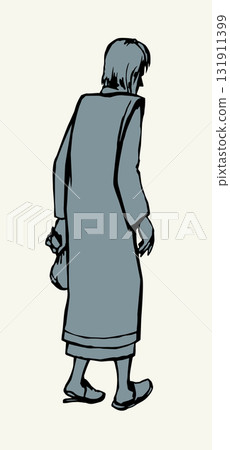 Vector drawing. Man with a bag Vector drawing. Man with a bag 131911399