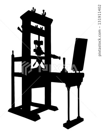 Vector drawing. Vintage printing press 131911402