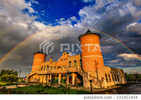 A rainbow in the sky after the rain and Moo Moo Castle A rainbow in the sky after the rain and Moo Moo Castle 131911434