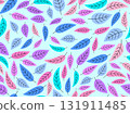 Multicolored leaves seamless pattern. Autumn background with leaves in a simple style. Autumn falling leaves for print, banners, and wrapping paper. Vector illustration 131911485