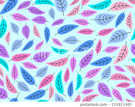 Multicolored leaves seamless pattern. Autumn background with leaves in a simple style. Autumn falling leaves for print, banners, and wrapping paper. Vector illustration Multicolored leaves seamless pattern. Autumn background with leaves in a simple style. Autumn falling leaves for print, banners, and wrapping paper. Vector illustration 131911485