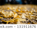 落到地上的銀杏葉 131911676