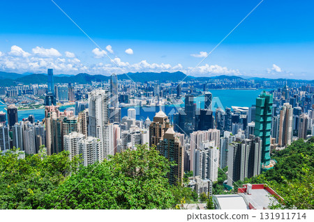 Victoria Harbor seen from Victoria Peak, Hong Kong 131911714