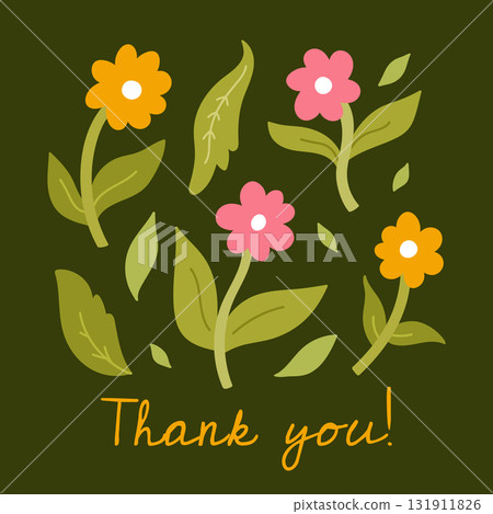Floral thank you card with colorful flowers 131911826