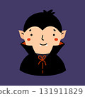 Cute vampire isolated on a purple background 131911829