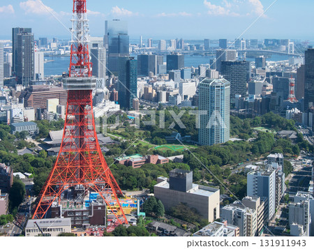 從麻布台山俯瞰東京高塔、芝公園和芝地區。城市景觀（2025年9月） 131911943