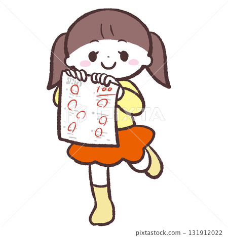 一位在考試中取得滿分的女孩的插圖 131912022