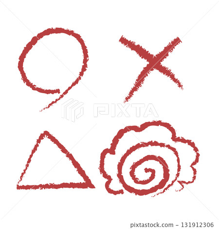 花丸、圓形、十字形和三角形的手寫插圖集 131912306