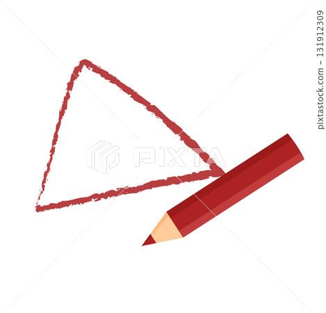 Illustration of a red pencil drawing a triangle with a red line Illustration of a red pencil drawing a triangle with a red line 131912309