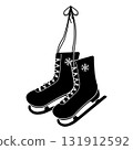Isolated pair of winter sports shoes for speed skating competitions silhouette, icon 131912592
