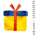 Hand-drawn gift box illustration, crayon-style, yellow 131912674