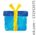 Hand-drawn gift box illustration, crayon-style, light blue 131912675