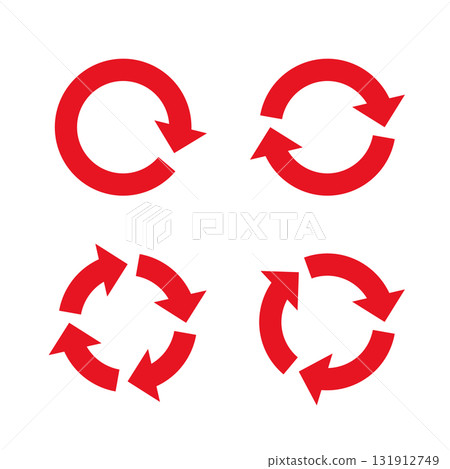 簡單的循環箭頭圖示紅色 131912749