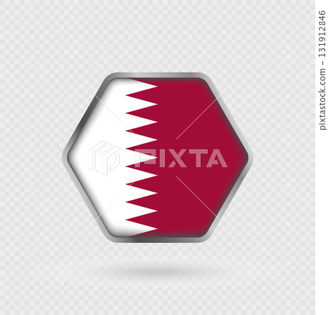 Qatar flag in a hexagon frame. 131912846