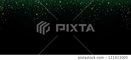 Green magic glittering dust background with twinkles. Shimmer spray effect for celebration banners. Shiny confetti, stardust light texture. Festive particles on dark background. Vector illustration Green magic glittering dust background with twinkles. Shimmer spray effect for celebration banners. Shiny confetti, stardust light texture. Festive particles on dark background. Vector illustration 131913005