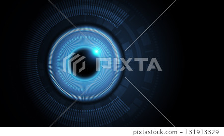 Close up of Digital eye, data cybersecurity technology. Eye binary code digital 131913329