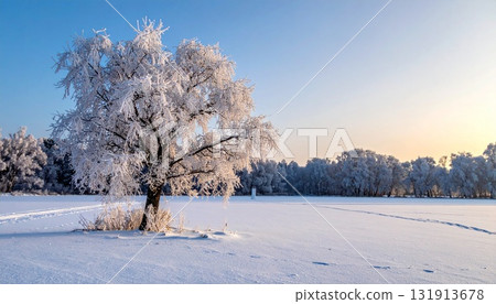 寒冷的冬日早晨，樹上覆蓋著霜 3 131913678