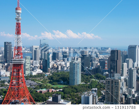 View of Tokyo Tower, Shiba Park, Shiba, and Shibaura from Azabudai Hills. Cityscape (September 2025) 131913788