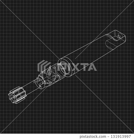 Mechanical engineering drawings. Tap tools, borer. Technical Design. Cover. Blueprint. Step Cutting Tool with Countersinking Function. Technical 3D Vector Illustration Mechanical engineering drawings. Tap tools, borer. Technical Design. Cover. Blueprint. Step Cutting Tool with Countersinking Function. Technical 3D Vector Illustration 131913997